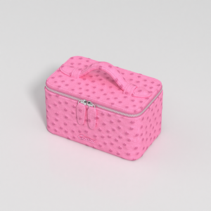 Bolsa <span class=keywords><strong>de</strong></span> almacenamiento <span class=keywords><strong>de</strong></span> cosméticos <span class=keywords><strong>de</strong></span> cuero con textura <span class=keywords><strong>de</strong></span> avestruz COSSNI, bolsas <span class=keywords><strong>de</strong></span> maquillaje <span class=keywords><strong>de</strong></span> tocador <span class=keywords><strong>de</strong></span> belleza portátil <span class=keywords><strong>de</strong></span> viaje rosa - Product Image 3
