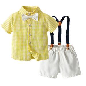 2020 été soeur <span class=keywords><strong>et</strong></span> <span class=keywords><strong>frère</strong></span> costume noeud papillon garçon à manches courtes chemise à carreaux short à bretelles bébé 2 costume - Product Image 3