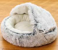 Couverture de lit pour animaux de compagnie en fausse fourrure de velours, taille moyenne à grande, pour intérieur, avec capuche, fond ultra doux, antidérapant, lavable en machine, pour petits animaux