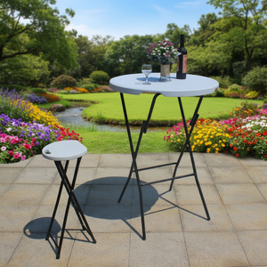 Tavolini Rotondi Pieghevoli in Plastica, <span class=keywords><strong>Tavoli</strong></span> Portatili per <span class=keywords><strong>Giardino</strong></span>, Feste all'Aperto e Caffè - Product Image 1