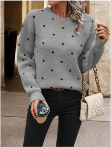 Autunno/inverno nuovo stile Pullover girocollo Jacquard a <span class=keywords><strong>pois</strong></span> maglieria a maniche lunghe-maglione Casual e di temperamento elegante - Product Image 5