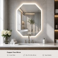 Miroir de maquillage intelligent moderne HX modèle 8366 en argent avec source lumineuse LED, à fixer au mur pour la salle de bain