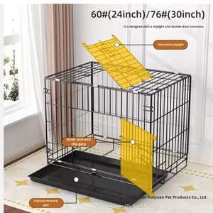 Gabbia per Animali Domestici Pieghevole in Metallo, Stile Classico, per Interni, con Chiusura a Bottone, Protezione Ecologica e Vassoio in Plastica - Product Image 5