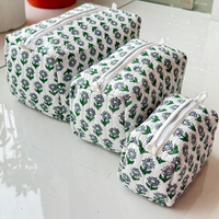 Pochette de maquillage en coton écologique grande taille à la vente chaude matelassée pour sac Design patchwork vintage Vente en gros Sac de voyage cosmétique