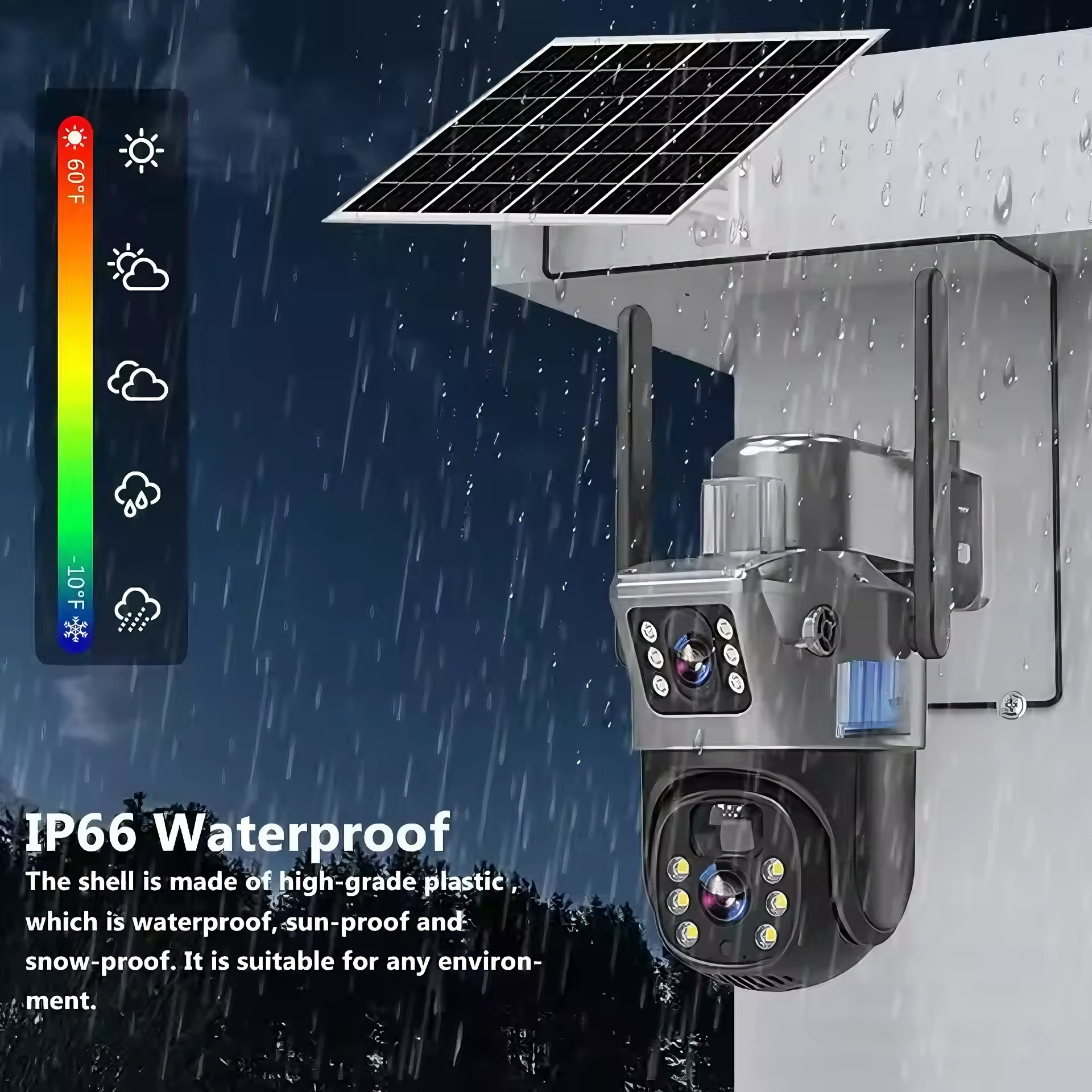 Solar CCTV Camera 4G WiFi Indoor/Outdoor Waterproof Color Night Vision 355 Rotation Wall Mounted ABS Material CMOS Sensor · image 5