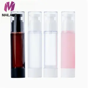 卸売15ml 30ml 50ml 100mlプラスチック空の透明な琥珀色ピンクエアレス化粧品ポンプローションスプレーボトル