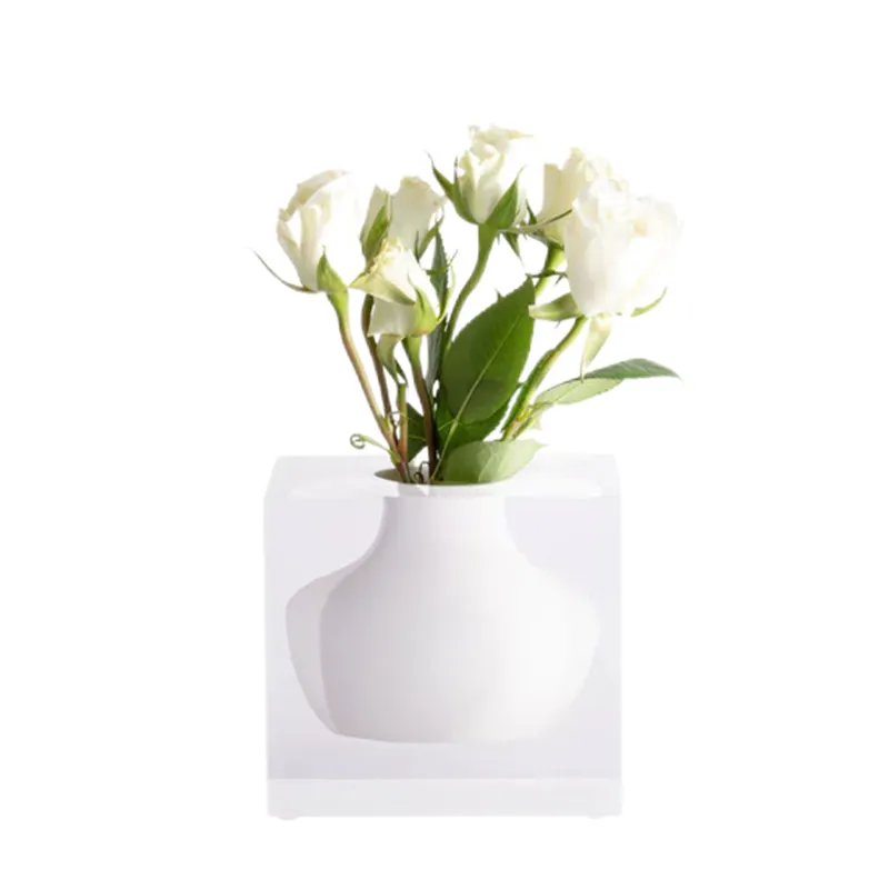 Trasparente quadrato PMMA lucite plexiglass vaso di gemme colorate 3 "w x 3" d Lucite bud vasi bianco nero acrilico Block bud vaso