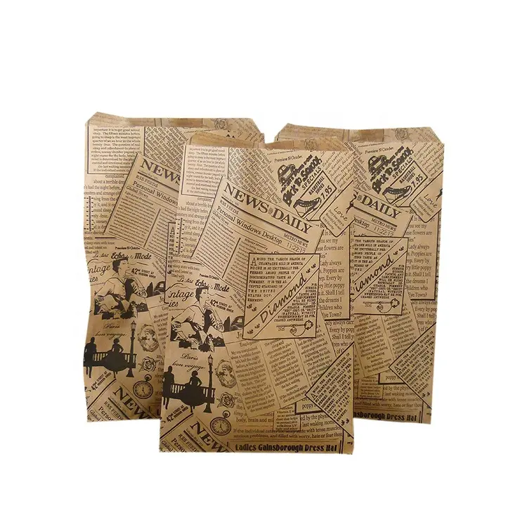 Kantong Kertas Dekoratif Motif Koran untuk Permen dan Kue
