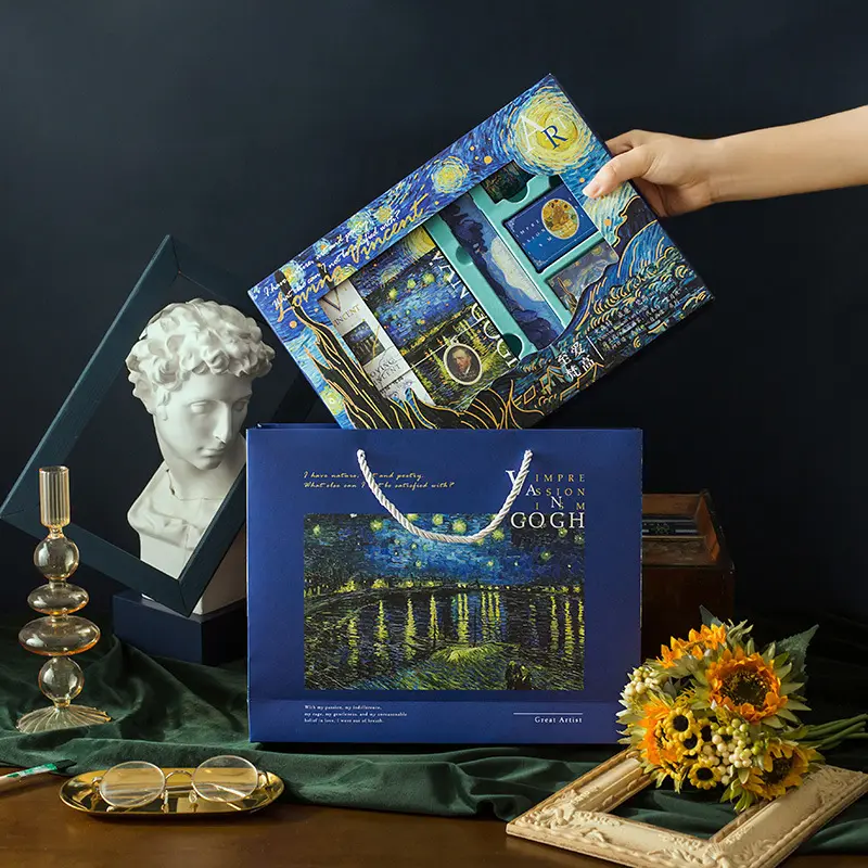 Подарочная коробка Pomelo с масляной живописью для любителей серии Ван Гога, набор блокнотов, креативный блокнот, подарочный набор для студентов в стиле ретро