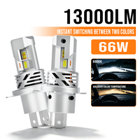 Ampoules de phare LED bicolores H7 H4 H11 9005 9006 9012 avec ventilateur 10000LM 6000K puce 3570 12V Feux de brouillard et de conduite