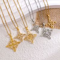Collier chaîne en bambou plaqué or cuivre, motif nœud celtique ajouré Miko, transfrontalier, tendance, minimaliste, best-seller