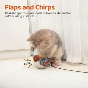 Jouet à mâcher pour chat en plumes douces, en forme d'oiseau, jouet interactif pour animaux de compagnie pour jouer en intérieur - Product Image 2