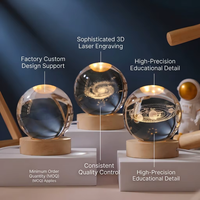Boule de cristal optique K9 gravée au laser 3D avec base en bois LED rechargeable, coffret cadeau de luxe, support de logo OEM pour cadeau