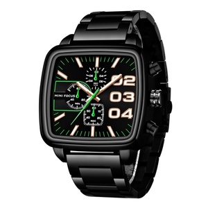 MINI FOCUS Nouvelle Montre Carrée Tendance 0314 Bracelet Bleu Étanche 3ATM Montres-Bracelets Homme Calendrier Étanche - Product Image 4