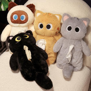 Estuche de lápices de gato de ojos grandes de dibujos animados personalizados, juguete de peluche curativo, bolsa de almacenamiento creativa, caja de pañuelos de felpa para niñas - Product Image 2