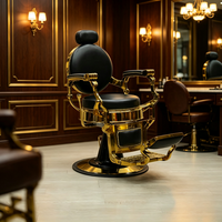 Fauteuil de Barbier Hydraulique Vintage Inclinable en Cuir PU Noir avec Repose-Pieds Chromé, Chaise de Salon Robuste Pivotante – Vente en Gros
