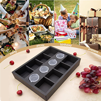Boîte Plateau Traiteur Noire en Papier Kraft 100% Recyclé pour Fête, Chocolats, Biscuits et Desserts, avec Couvercle et Séparateurs