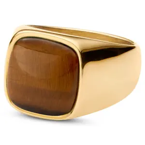 Various Styles Natural Rose Gold Gemstone Rings For Men Fashion stainless steel stone ring