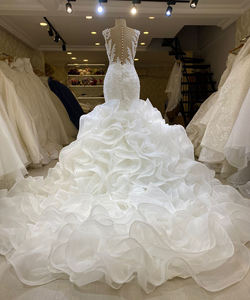 S1040A 2025 High Quality <b>Drop</b> Shipping New Style Trim Sleeve Trailing Plus Size Wedding Dresses for Bride - Product Image 2