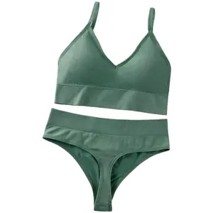 Vente en gros Ensembles de sous-vêtements sportifs pour femmes Ensemble soutien-gorge et culotte en tricot 23 couleurs Soutien sans couture sans fil pour adultes