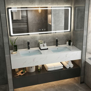Lavabo double évier en <span class=keywords><strong>bois</strong></span> LED, produit de luxe moderne environnemental, <span class=keywords><strong>salle</strong></span> de bains avec lumière - Product Image 6