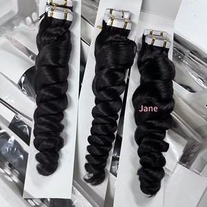 Extensiones de Cabello Humano con Cinta Adhesiva Invisible, Cabello Virgen Birmano Italiano <span class=keywords><strong>Rizado</strong></span> con Cutícula Alineada, Liso Kinky - Product Image 6