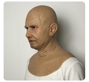 Customized Long-haired Man -realistic Human Skin Texture Full-head Silicone Role-playing Simulation Mask <b>Makeup</b> Prop - Product Image 4