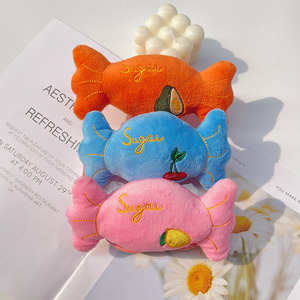Cute Candy Shape Pet Chew Toys With Sound For <b>Cats</b> And Dogs <b>Plush</b> Teething Toys Orange Pink Blue Color Medium Size - Product Image 1