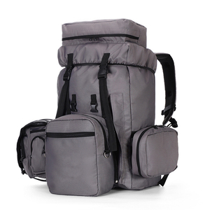 Sac à dos tactique souple grande capacité en nylon pour la randonnée avec poches amovibles unisexe gris - Product Image 1