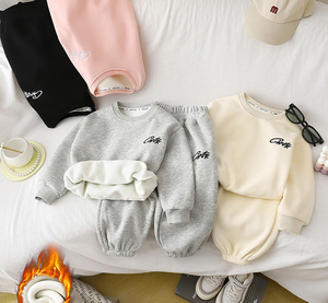 Conjunto de Sudadera y Pantalones Deportivos para Niños y <span class=keywords><strong>Niñas</strong></span>, de Dos Piezas, Cuello Alto, Forro Polar Grueso, Cálido, para Otoño e Invierno - Product Image 2
