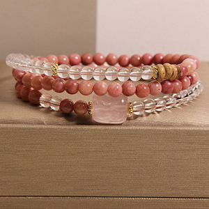 New Chinese-style <b>Crystal</b> <b>Bracelet</b> Fresh Light Forest-themed Red jasper Multi-circle <b>Bracelet</b> for Women - Product Image 1
