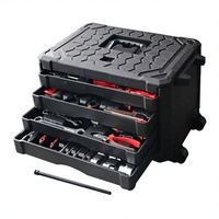 RYNEX Juego de Herramientas Profesional de 187 Piezas en Caja de Aluminio con Ruedas, Cromo Vanadio, Multi-nivel, para Mecánicos, Taller y Reparaciones