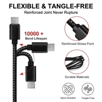 Kabel Data pengisi daya, USB ke mikro USB 1M kepang nilon untuk ponsel Android Samsung Galaxy S6 S7 Tab 4 LG Power Bank