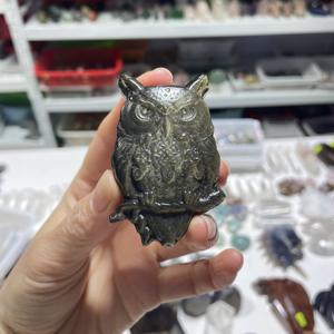 <span class=keywords><strong>Pietra</strong></span> di cristallo curativa naturale all'ingrosso che intaglia il <span class=keywords><strong>sole</strong></span> dorato dell'ossidiana con la luna - Product Image 3