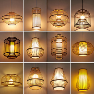 โคมไฟระย้าไม้ไผ่สไตล์จีน ไฟ LED E27 ทรงกลม หัวเดียว โคมไฟเพดานสำหรับบ้าน ห้องโถง ห้องนอน ห้องน้ำชา - Product Image 4