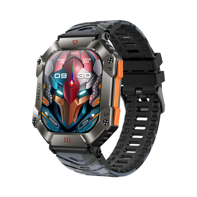 2.0inch Big Screen Smartwatch KR80 Camouflage Strap 650mAh Battery, BT Calling Compass Barometer Outdoor Fitness Tracker