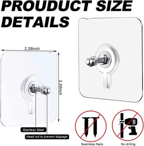 Ganchos de Pared Autoadhesivos de PVC de Trend Factory Wholesale, Ecológicos, Multifuncionales, Impermeables, Duraderos, Transparentes, Color Personalizado - Product Image 2