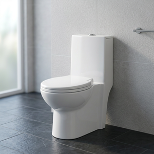 WC monobloc en céramique Dune européenne, chasse d'eau cyclonique, à poser au sol, blanc - Product Image 6