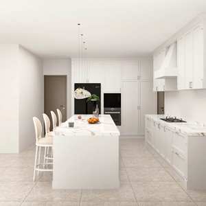 Gabinetes de Cocina Clásicos de Madera Maciza Estilo Shaker Blanco con Laca para Cocina en Forma de I - Product Image 1