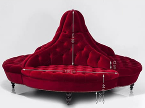 เฟอร์นิเจอร์ร้านตัดผม ดิเซน แฟคทอรี่ ลดราคา โซฟาทรงกลมสีแดงสั่งทำพิเศษสำหรับร้านทำผม 4 ที่นั่ง - Product Image 6