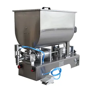 U Hopper with Mixer Heating Bottle Liquid Manual Pouches Filling Machine Detergent Balloon Sauce Filling Machine