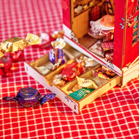 IIECREATE SL-29 Puzzle 3D en bois de Noël, modèle éducatif, kit miniature DIY, maison de poupée artisanale, mini Noël