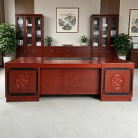 Bureau de direction classique traditionnel de haute qualité, réglable en hauteur, sculpté, finition cerisier de luxe, directement de l'usine