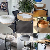Hamac Amovible YOUME pour Chat, avec Bord en Peluche et Support Métallique, pour Bureau ou Fenêtre, Lit de Bureau Réglable pour Chat