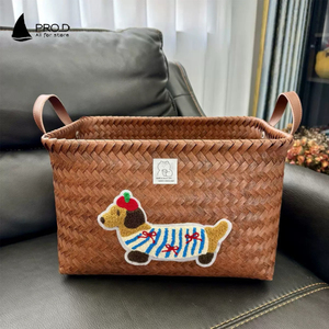 <span class=keywords><strong>Pro</strong></span> D populaire rotin PU américain teckel panier à vêtements sales panier de rangement pour vêtements - Product Image 2
