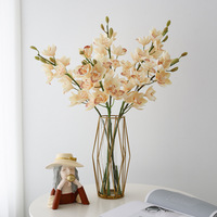 Vente en gros Nouvelle Composition Florale d'Orchidées en Soie Artificielle Haute Simulation, Longue Branche, Orchidée Phalaenopsis Artificielle