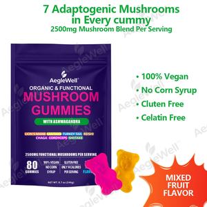 גומי קומפלקס פטריות אגלוול - רעמת האריה, ריישי, קורדיספס |   תמיכה חיסונית ומוחית |   טבעוני, ללא גלוטן, ללא הנדסה גנטית - Product Image 2