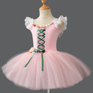 Vestido de <span class=keywords><strong>Ballet</strong></span> sin Mangas de Spandex para Niñas, para Representaciones de Lago de los Cisnes, Ropa de Danza Profesional para Niñas - Product Image 2