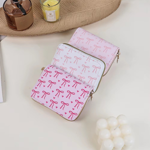 Nouveau doux arc impression fermeture éclair porte-carte court porte-monnaie en cuir Pu <span class=keywords><strong>Mini</strong></span> portefeuille poche multi-fente carte d'identité étui pochette - Product Image 2