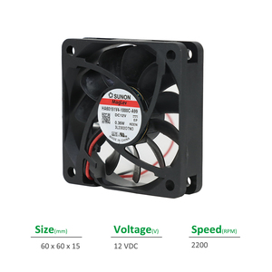 Ventilateur axial de refroidissement pour armoire SUNON HA60151V4-1000C-A99 ODM OEM en plastique 60x60x15mm 12VDC 22mA 0.36W 2200RPM 12.7CFM avec roulement à bille - Product Image 2